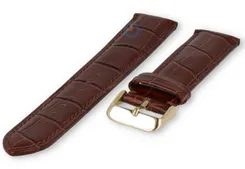 19mm - dark brown - leather strap with croco - gold