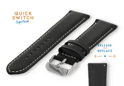 Horlogeband 22mm zwart ecovriendelijk rundleder
