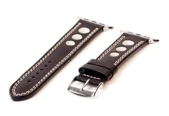 Apple Uhrenarmband Racing schwarz mit weißen Nähten - 44/45/46/49mm