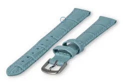 Leather XL strap with crocoprint - 12mm - ice blue