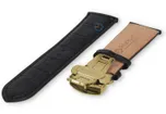 Luxury Hamilton watch strap black leather - butterfly clasp (gold) - 22mm