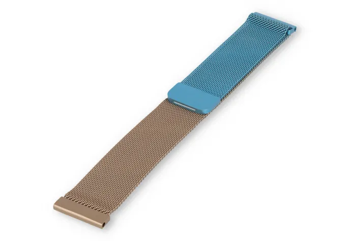 Milanese 22mm horlogeband - blauw/champagne