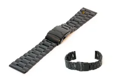 Uhrenarmband 24mm Schwarz Stahl poliert (teilweise)