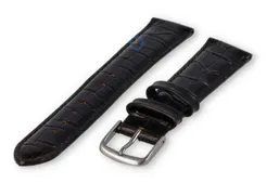 croc-print leather strap - 18mm - dark brown