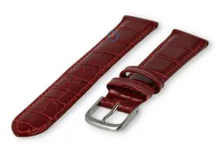 croc-print leather strap - 18mm - bordeaux