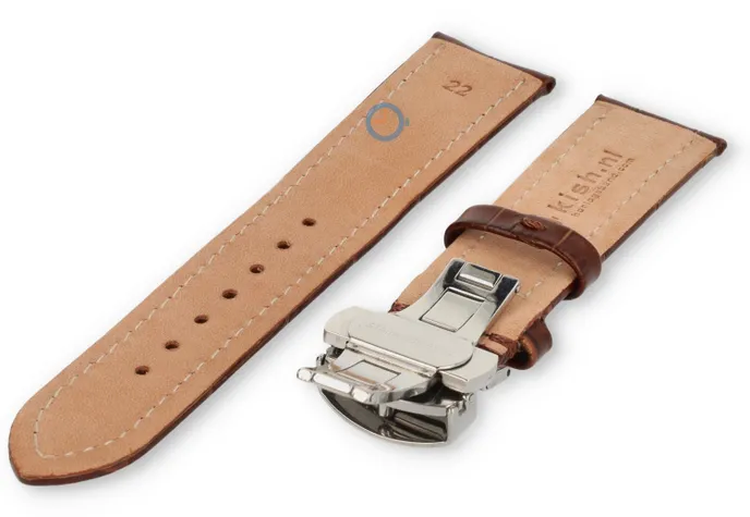 Luxe Maurice Lacroix horlogeband bruin leer - vlindersluiting - 22mm