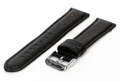 Horlogeband 20mm zwart bizon leer