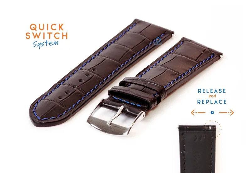 Watchstrap 24mm croco leather black