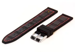 Watchstrap 24mm silicone with leater black
