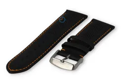24mm hybrid strap - black with orange