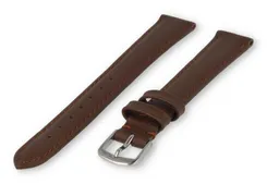 XL horlogeband glad leer - 14mm - donkerbruin
