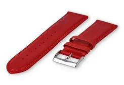 22mm horlogeband glad leer - felrood