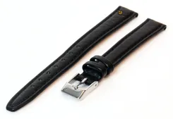Watchstrap 12mm classic black leather extra long