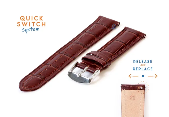 Watchstrap 20mm croco leather brown