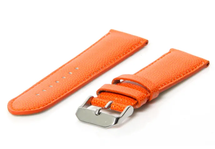 Watch strap with ray print - 22mm orange leather