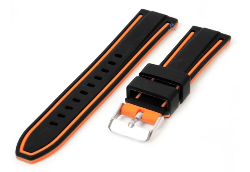 Silcone watch strap 22mm black/orange (reversible)
