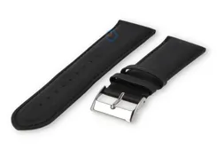 24mm watch strap smooth leather - black