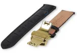 Luxury Maurice Lacroix watch strap black leather - butterfly clasp (gold) - 18mm