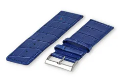 Calfskin XL strap with croco embossing - 28mm - royal blue