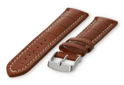 Watch band with crocoprint 22mm light-brown leather