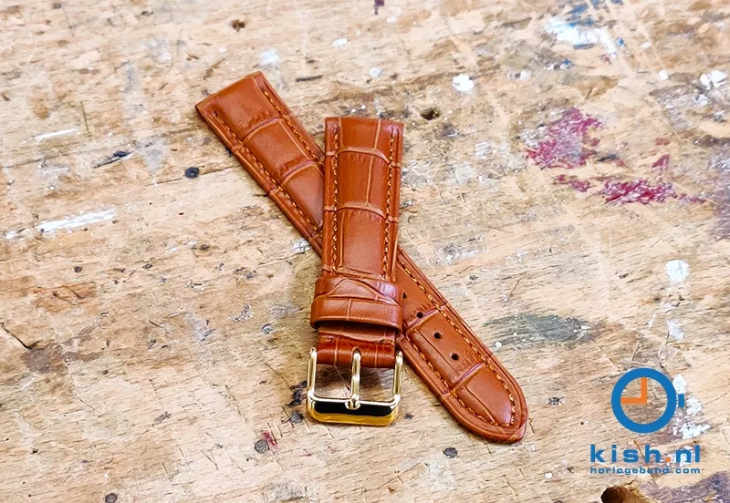 Watchstrap 18mm croco leather light brown