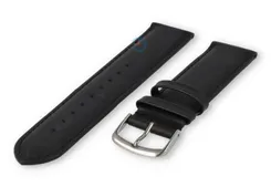 20mm watch strap smooth leather - black