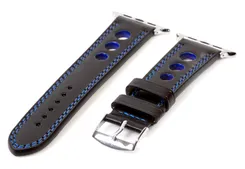 Apple Uhrenarmband Racing schwarz mit blauen Nähten - 44/45/46/49mm