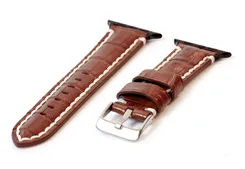 Apple Uhrenarmband echtes Krokodil Leder braun - 44/45/46/49mm