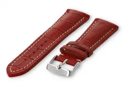 Watch band with crocoprint 24mm red leather