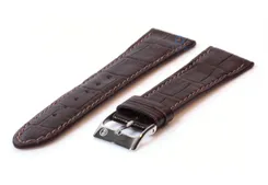Horlogeband 22mm donkerbruin kalfsleer met croco