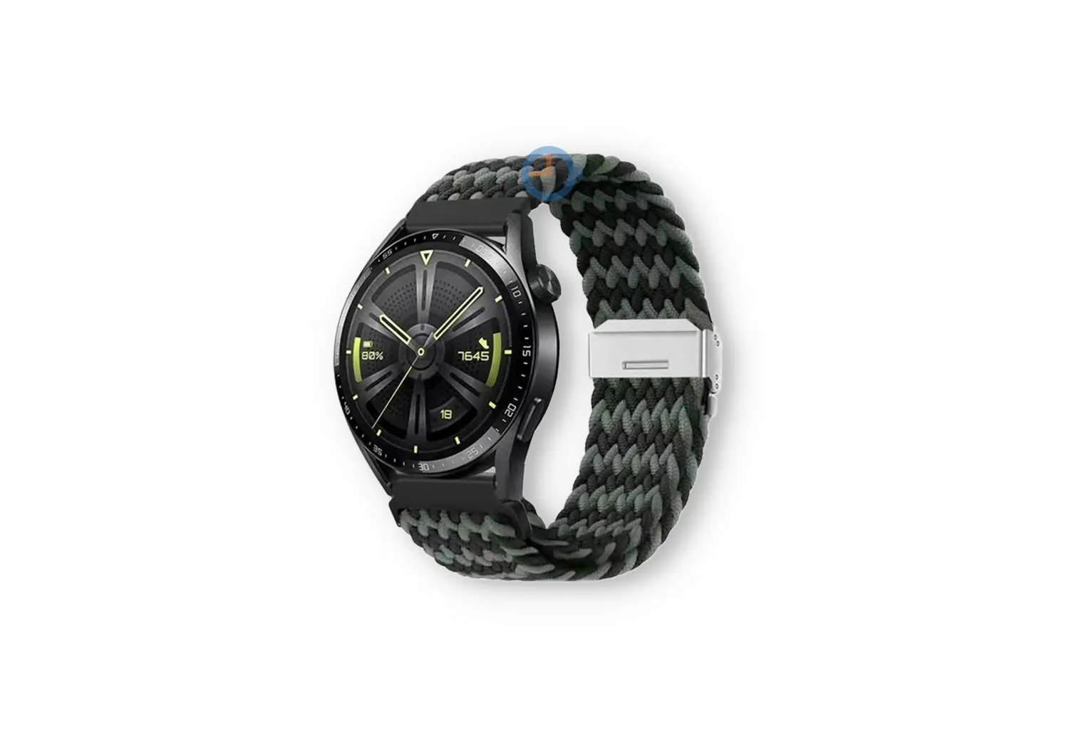 Stretchable waterproof strap - 22mm - black/green fabric