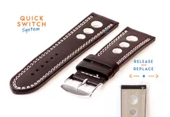Watchstrap 24mm racing black with white stitching