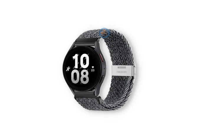 Stretchable waterproof strap - 22mm - black/white fabric