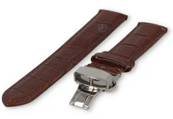 Luxe Edox horlogeband donkerbruin leer - vlindersluiting - 20mm
