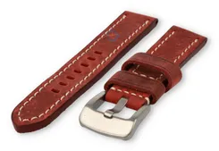 Water-repellent leather watch strap - 22mm - red