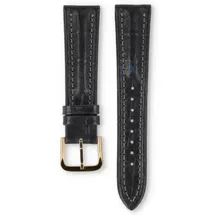 Universal 20mm black leather watch strap - Seiko