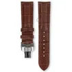 Luxe Edox horlogeband bruin leer - vlindersluiting - 22mm