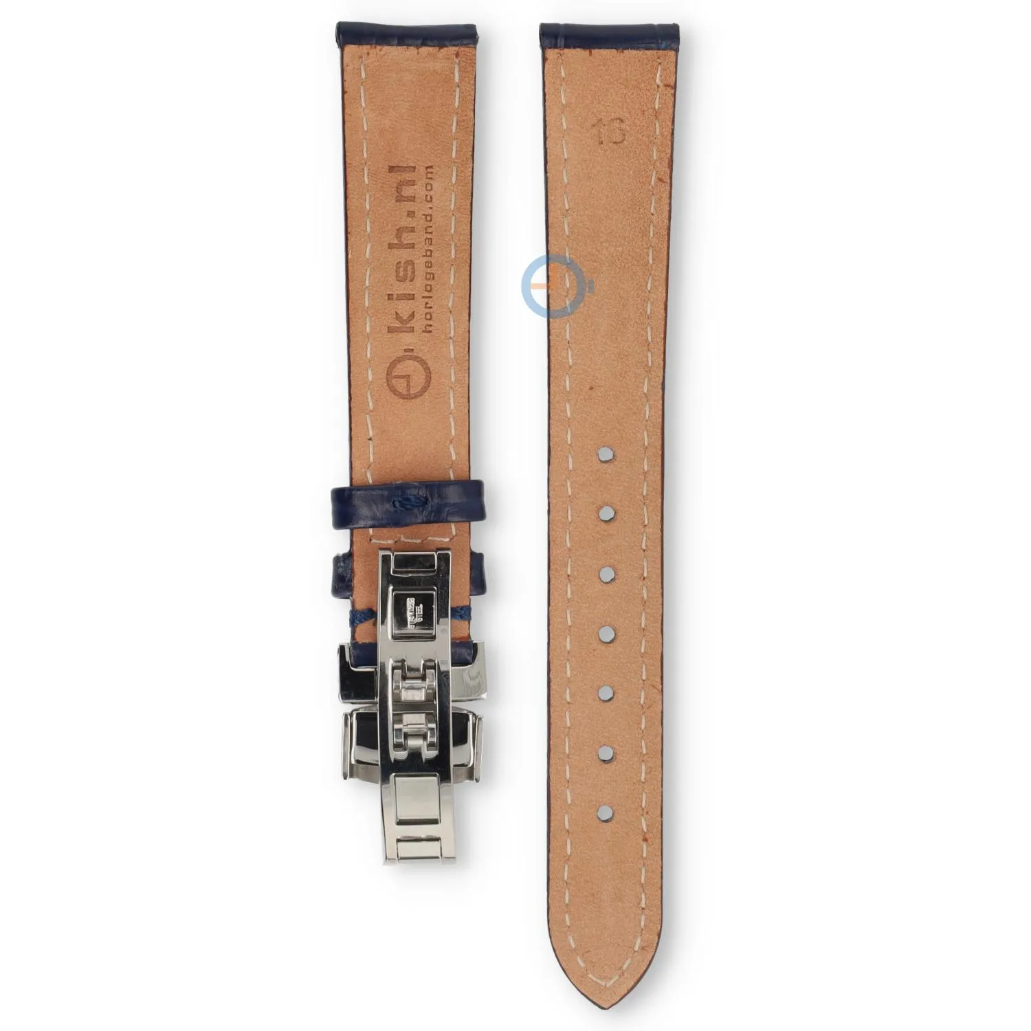 Luxuriöses Certina-Uhrenarmband aus dunkelblauem Leder – Faltschließe – 16 mm