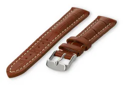 Watch band with crocoprint 18mm light-brown leather