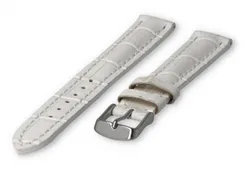Watch band with crocoprint 18mm white leather