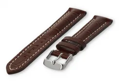 Watch band with crocoprint 18mm darkbrown leather