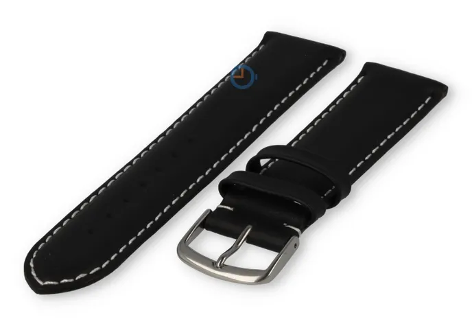 Odd-size leather watch strap - 21mm - black