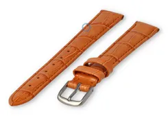 Leather XL strap with crocoprint - 12mm - orange