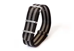 Watchstrap nylon 20mm Black/grey