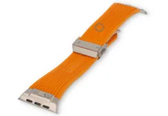 Hublot style strap Apple Watch 45 - orange/silver