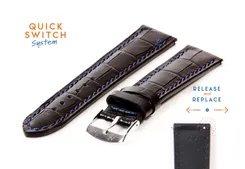 Watchstrap 20mm croco leather black