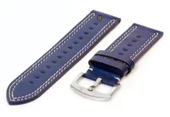 Watchstrap 20mm sporty leather blue and white