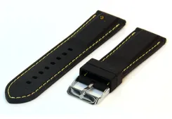 Watchstrap 24mm black-yellow silicone with quick release