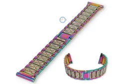 Pav? steel watch bracelet - 22mm - multicolor