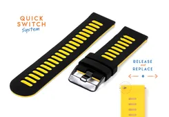 Silicone 22mm watch band - black/yellow